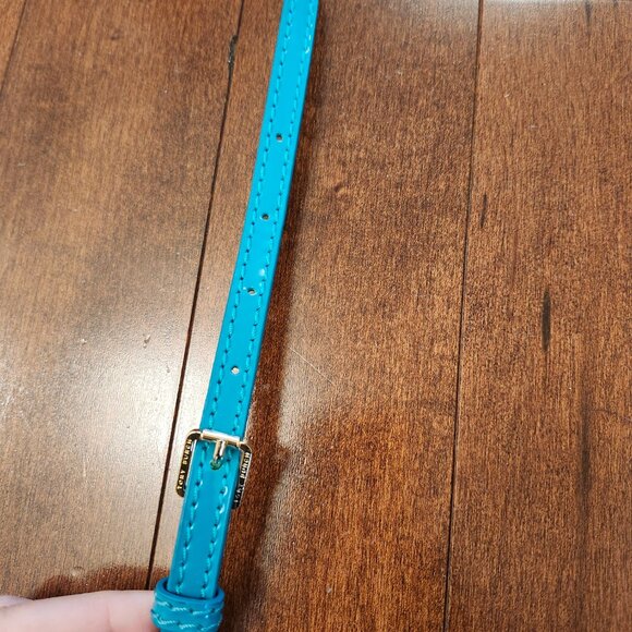 Tory Burch logo perforated patent bad in teal - Picture 8 of 16